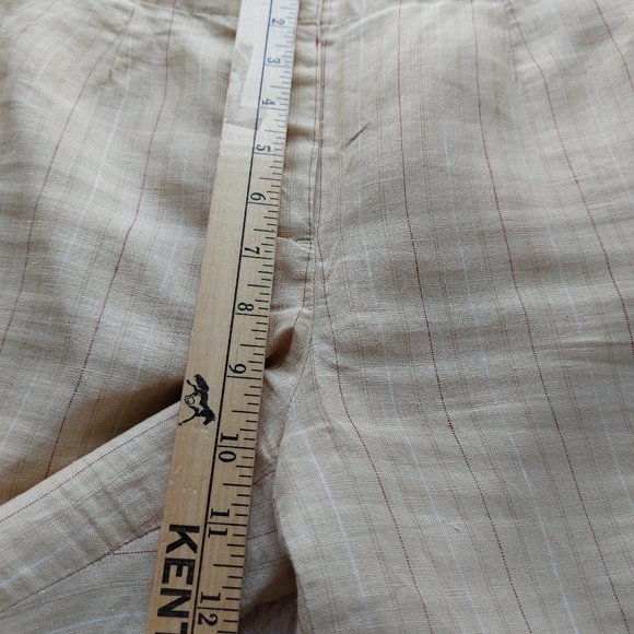 Merona Women's Tan Stripes Linen Straight Leg Pants Size: 6 - Picture 5 of 7